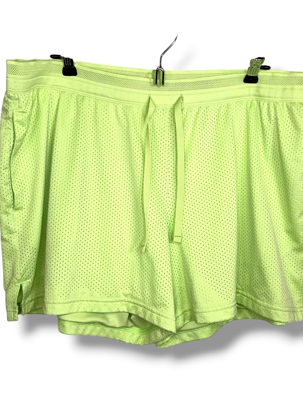 XL Athletic Works Lime Neon Activewear Shorts Womens Drawstring Stretch Mesh
